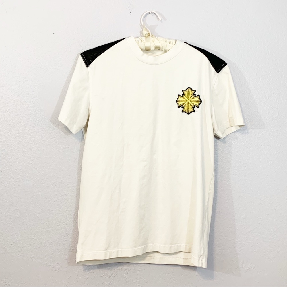 Hudson Outerwear Leather Trim Gold Emblem T-Shirt